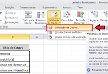 Criando lista suspensa no Excel 2010