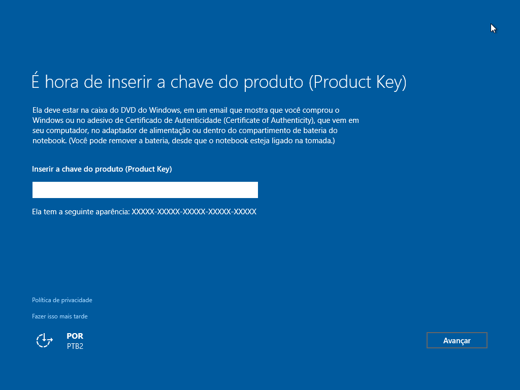 Windows 10 Pro - Instalação